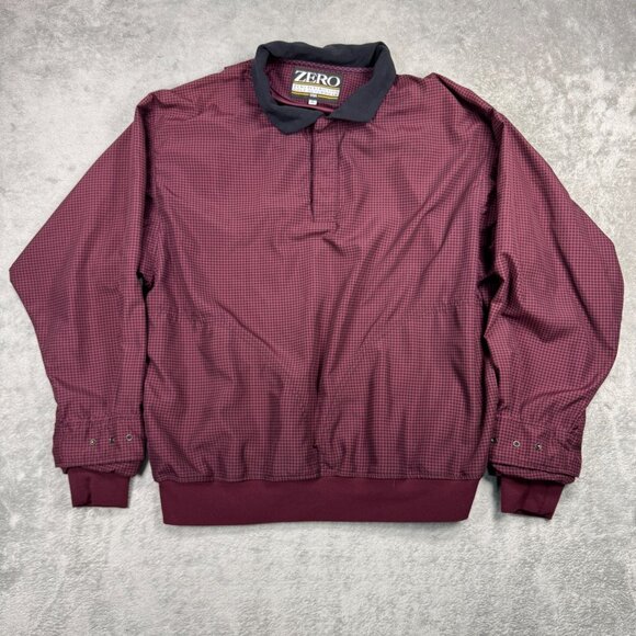 Vintage Zero Restriction Golf Outerwear Houndstooth Windbreaker Jacket Burgundy - Picture 1 of 8
